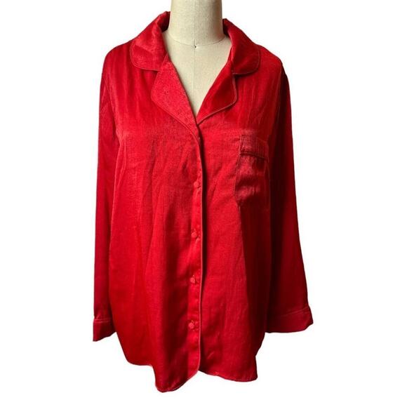 Cabernet By Sleep Sense Red Pajama Long Sleeve Top Shirt Women's Size L NWT - Picture 1 of 5